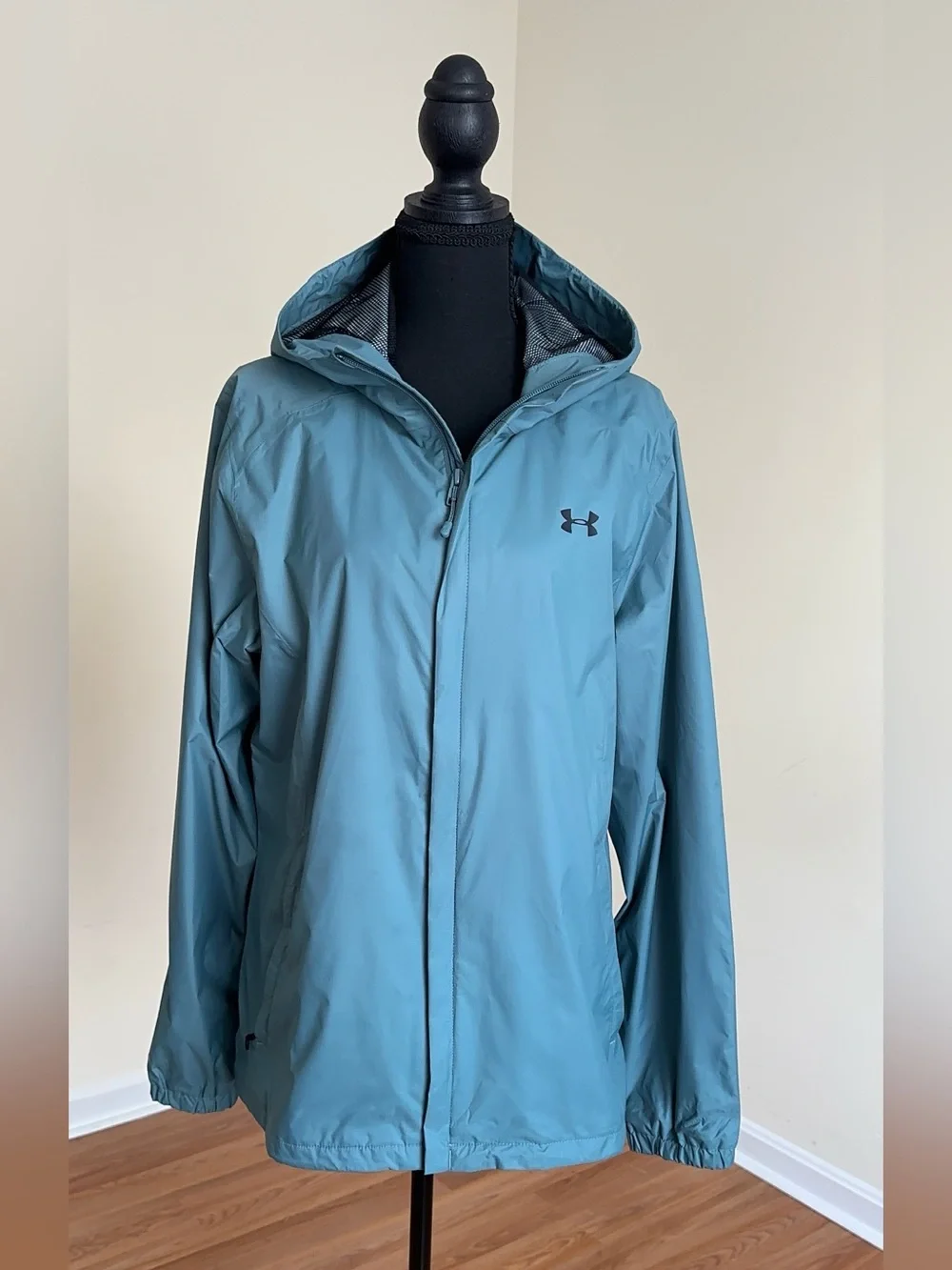 Under Armour Women’s Team Legacy Windbreaker Jacket Blue Hooded Full Zip Size L